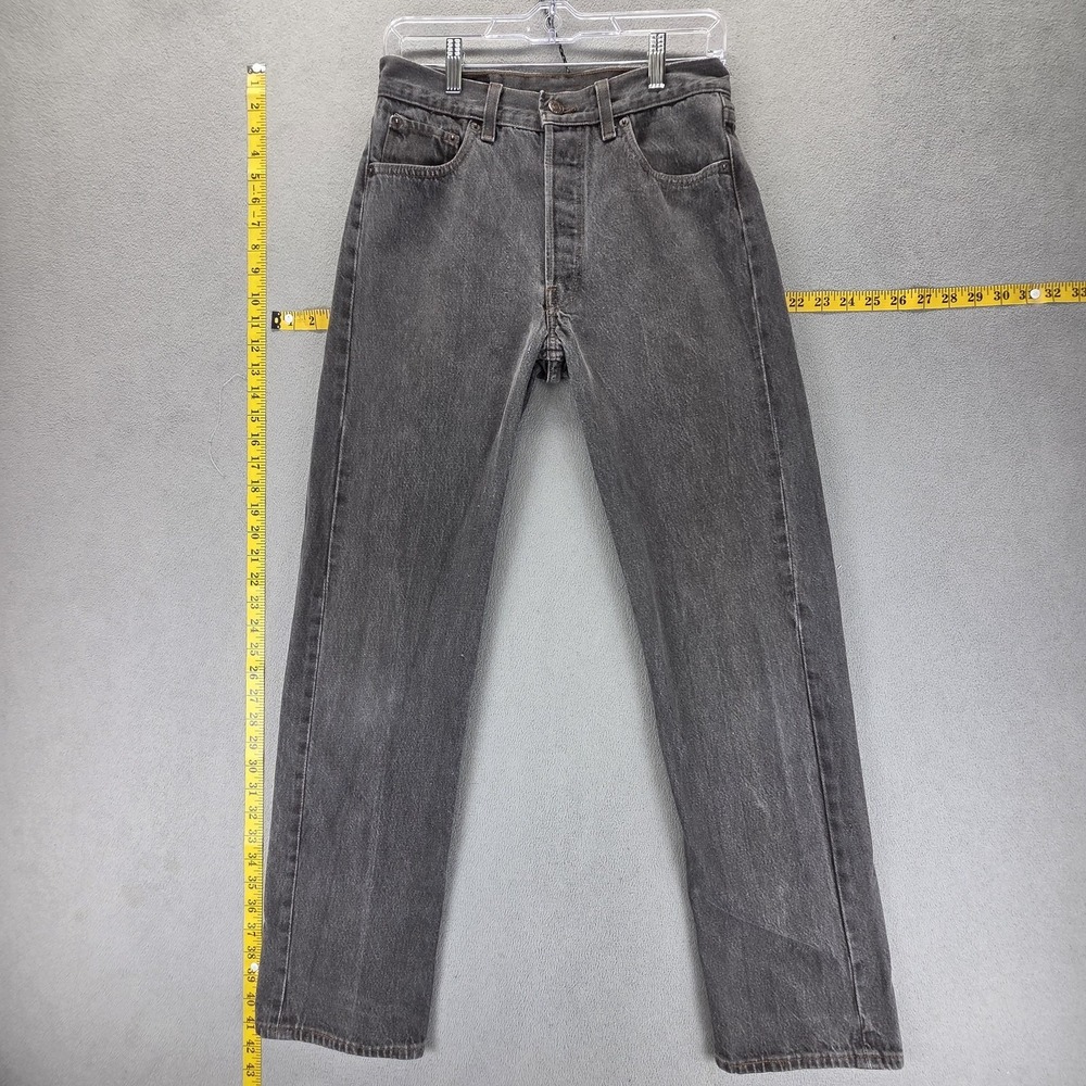 Vintage‎ Levis 501 Jeans Mens Gray Charcoal Wash Button Fly Made USA Fits 27x30